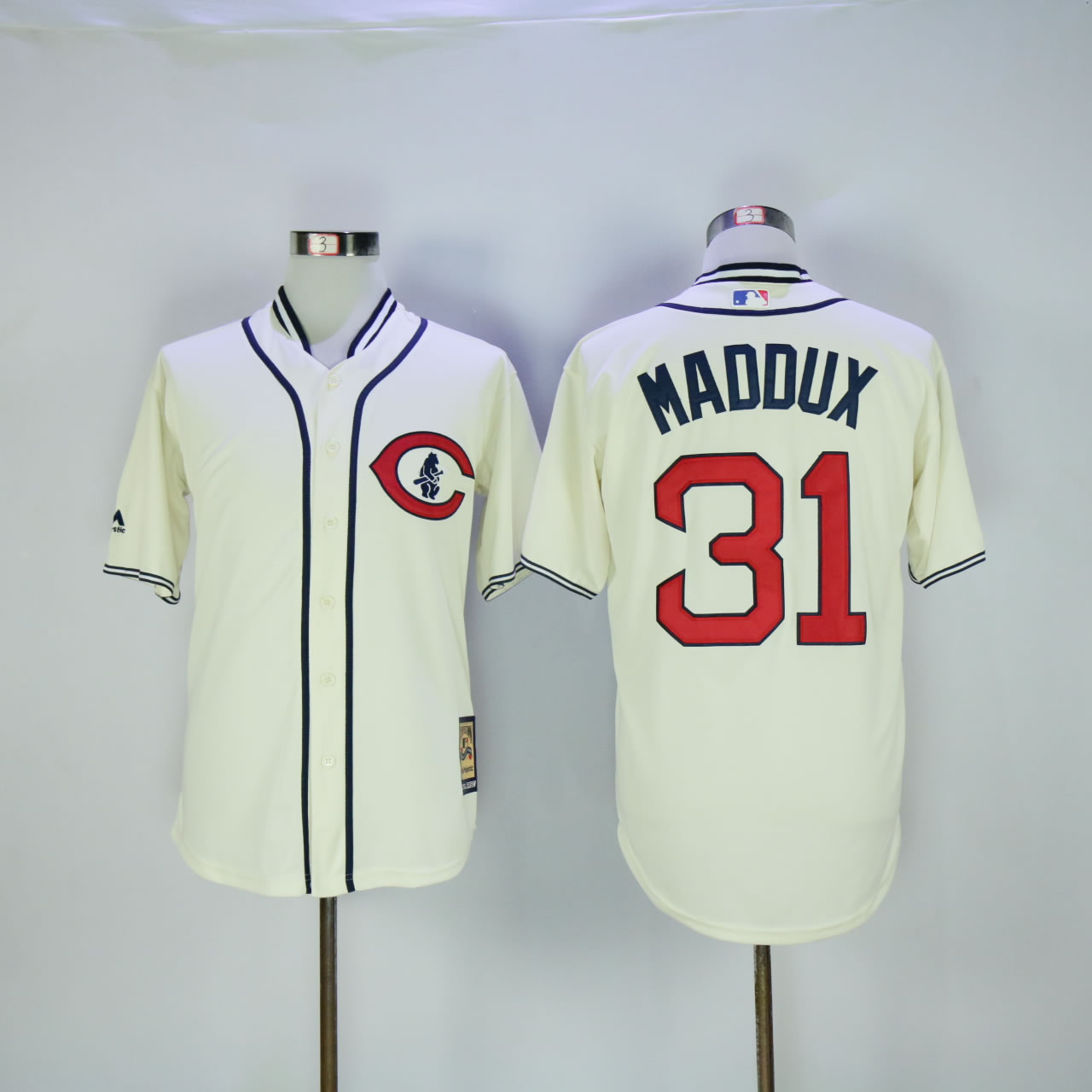 Men Chicago Cubs #31 Maddux Cream 1929 MLB Jerseys